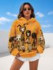 Lazy Women's Hoodie with Scary Cartoon Characters On Hoodie Women's Hooded Pullover Sweatshirt Fashionable Top