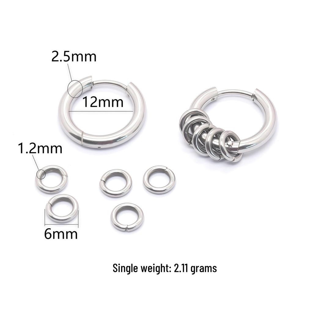 New Men's Trendy Stainless Steel Circle Ear Cuffs - Niche Design