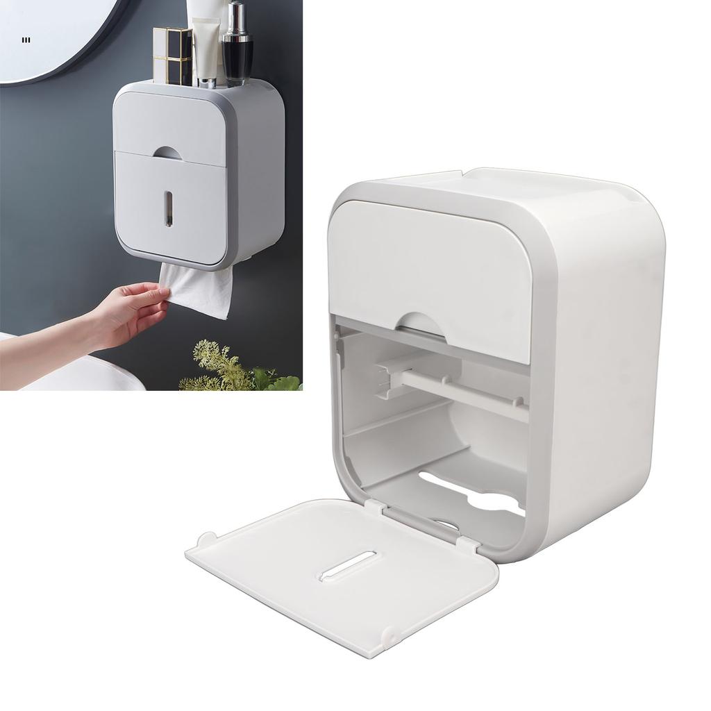 Cutie Suport Hârtie Montată pe Perete Fără Găurire Impermeabilă Cutie Depozitare Prosoape de Hârtie pentru Baie