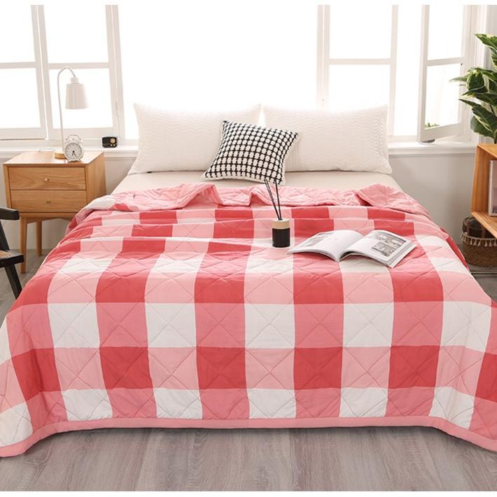 Japansk Vasket Bomull Utrykt Stil Rute Sommer Kjølig Minimalistisk Høy kvalitet Studenthybel Enkeltperson Sommer Klimatisert