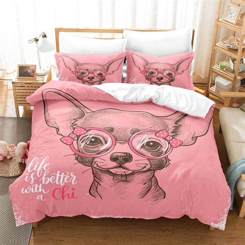Ensemble de housse de couette Animal de dessin animé Ensemble de literie tendance Amoureux Lin Taille Queen Bed Fille Ensemble de housse de couette Ensemble de literie pour enfants