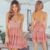 Summer Beach Sexy Strap White Lace Dress Womem Fashion Elegant Backless Bow Lace-up Dress Woman Plus Size A-line Party V Neck Short Dresses 800
