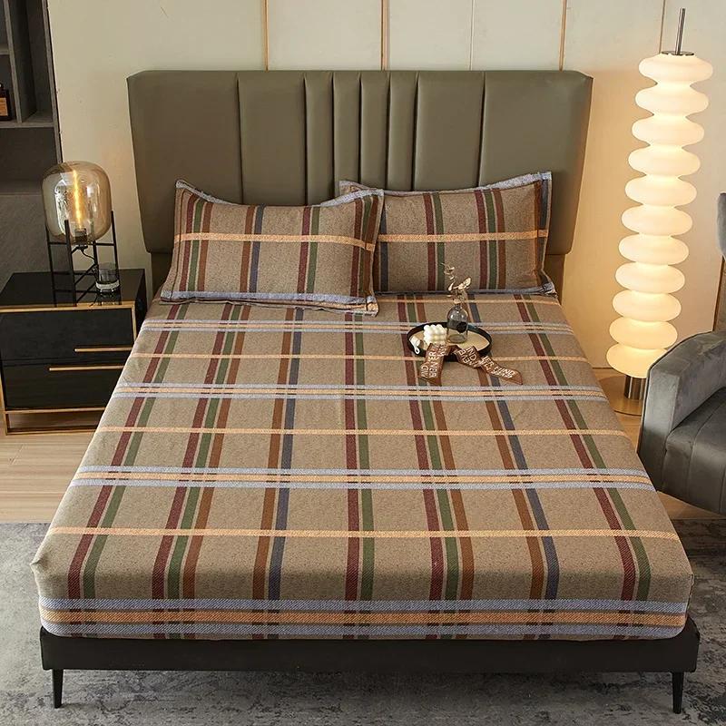 Cute Teddy Bear Pattern Fitted Sheet Set 100% Cotton Anti-slip Mattress Cover with Pillowcases Home Bedding Set for Boys Girls