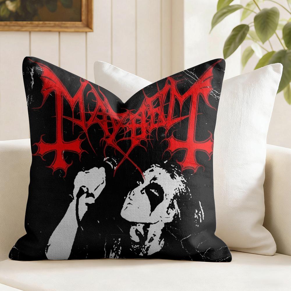MMayhem Band Cushion Cover Eco Linen Pillow Case DoubleSided Print Breathable Durable Zipper Home Decor Gift