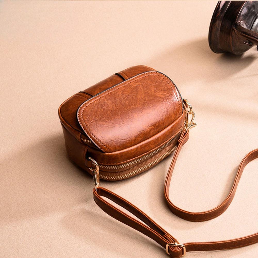 Mini Women's Bag 2025 New Fashion Retro Leather Texture Small Round Bag Shoulder Messenger Bag