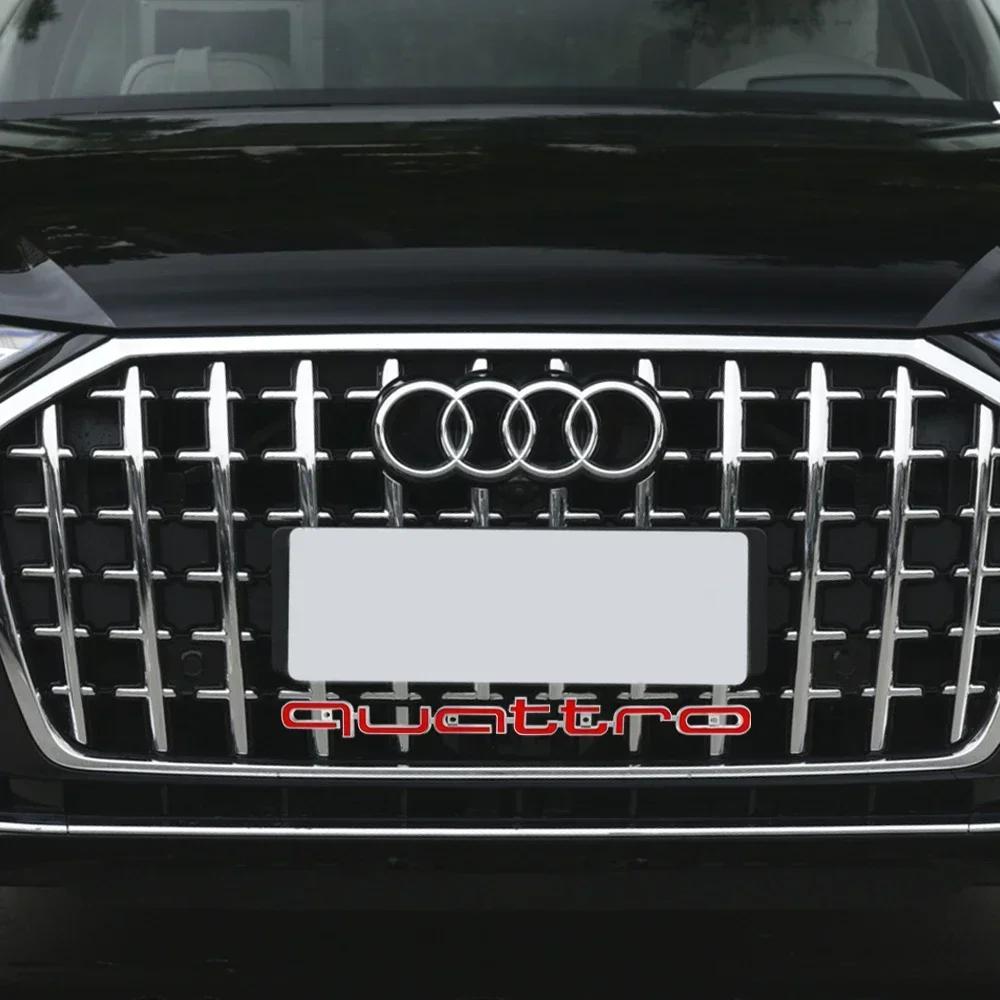 3D ABS Quattro Emblem Car Front Grille Badge LOGO Auto Accessorie For 115a SLine A5 C6 C5 A1 A7 Q3 TT S3 B5 A3 8P 8V B6 8L Q2 S4a115