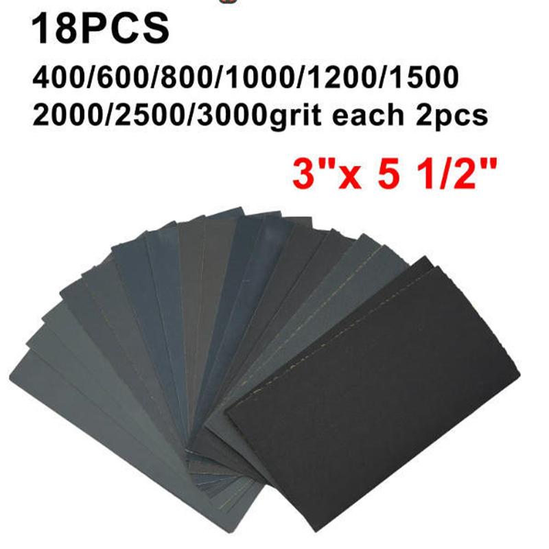 18pcs/Set Sandpaper Grit  Sandpaper Wet Dry Sanding Paper Abrasive Polishing Tools Furniture Wall Polishing and Buffing