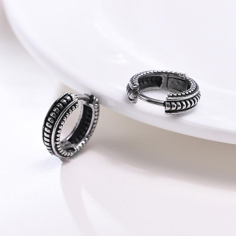 Pendientes de Aro Pequeños Huggie, Pendientes de Aro Gruesos Vikingos, Pendientes de Aro para Hombre, Acero Inoxidable Forma Redonda Círculo Joyería Retro para Hombre