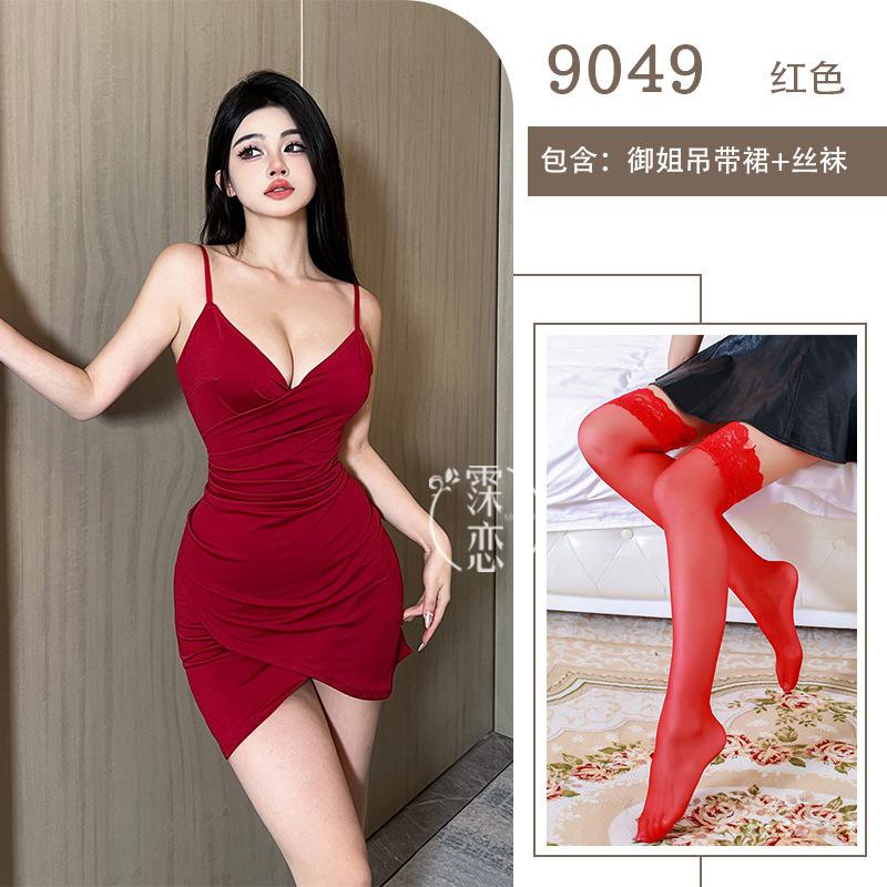 Sexy lingerie pure desire uniform nightclub tight hip wrap free from deep V bed passion