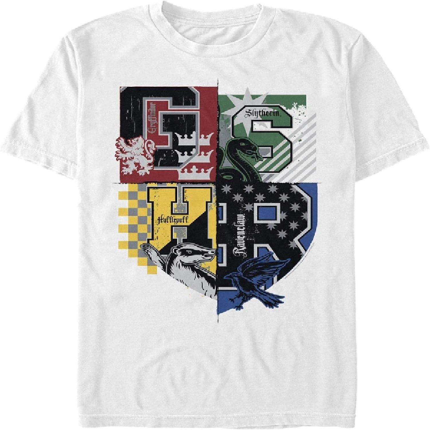 Мужская футболка Гарри Поттер с гербами факультетов, Белая, Средний размер XXXXXL белый