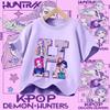 Cotton Tshirt for Girls Kpop Demon Hunter  Sports Tshirt  New Short Sleeve Casual Tshirt for Summer 2026  Letters AZ