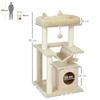 Cat Tree 90cm Cat Tower With Sisal Scratching Posts Cat Condo Hammock Top Perch And 2 Hanging Toys For Cats Beige