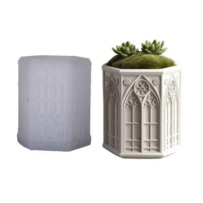 Church Window Relief Planter Silicone Mold For Resin Jewelry Container Crafting And DIY Home Decoration
