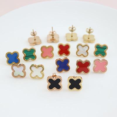 Fashion Trend Stainless Steel Senior Sense Of Four-Leaf Clover Earrings Fashion With Personality Temperament Earrings Ladies Earrings