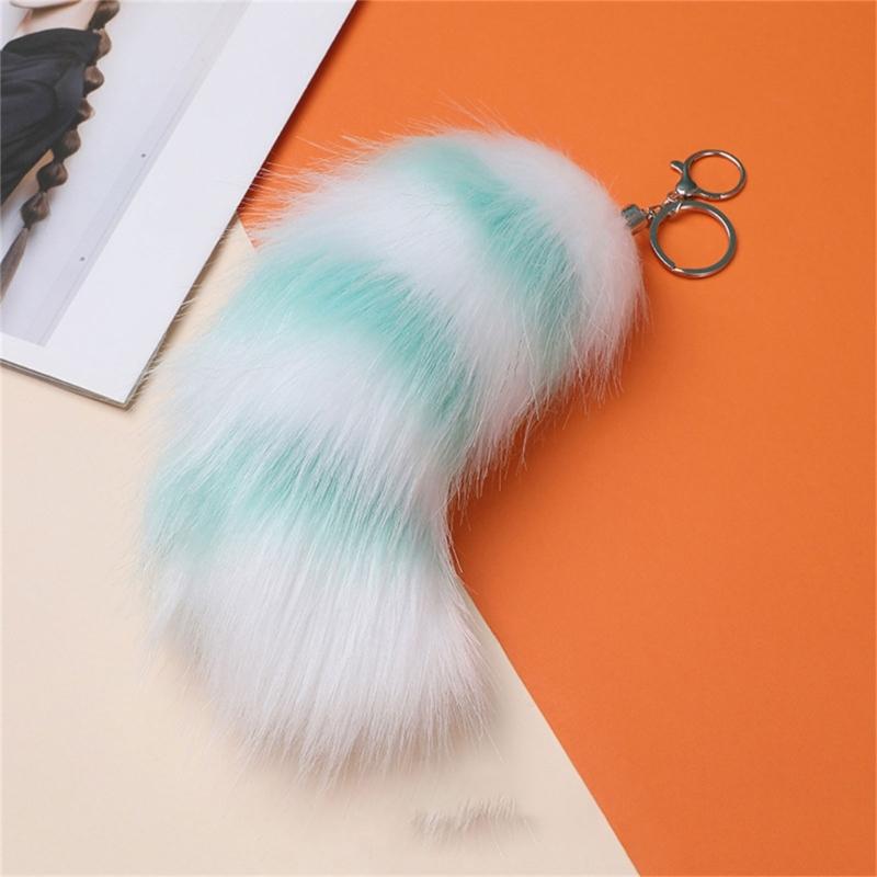 Plush Foxes Tail Keychain Soft And Cute Accessory Plush Keyring Decors For Bags Keys Or Home Decors 18cm Long