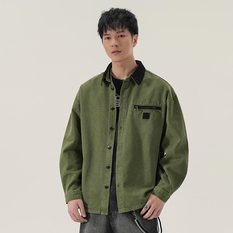 High-End American Retro Carhart Hunting Shirt Jacket Men'S Autumn Contrasting Color Splicing Lapel Tooling Jacket