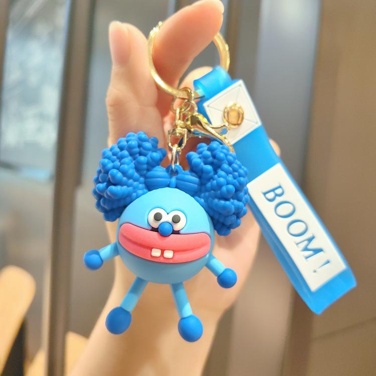 Funny Perm Monster Silicone Keychain Cute Cartoon Doll Car Key Ring Bag Pendant Creative Gift