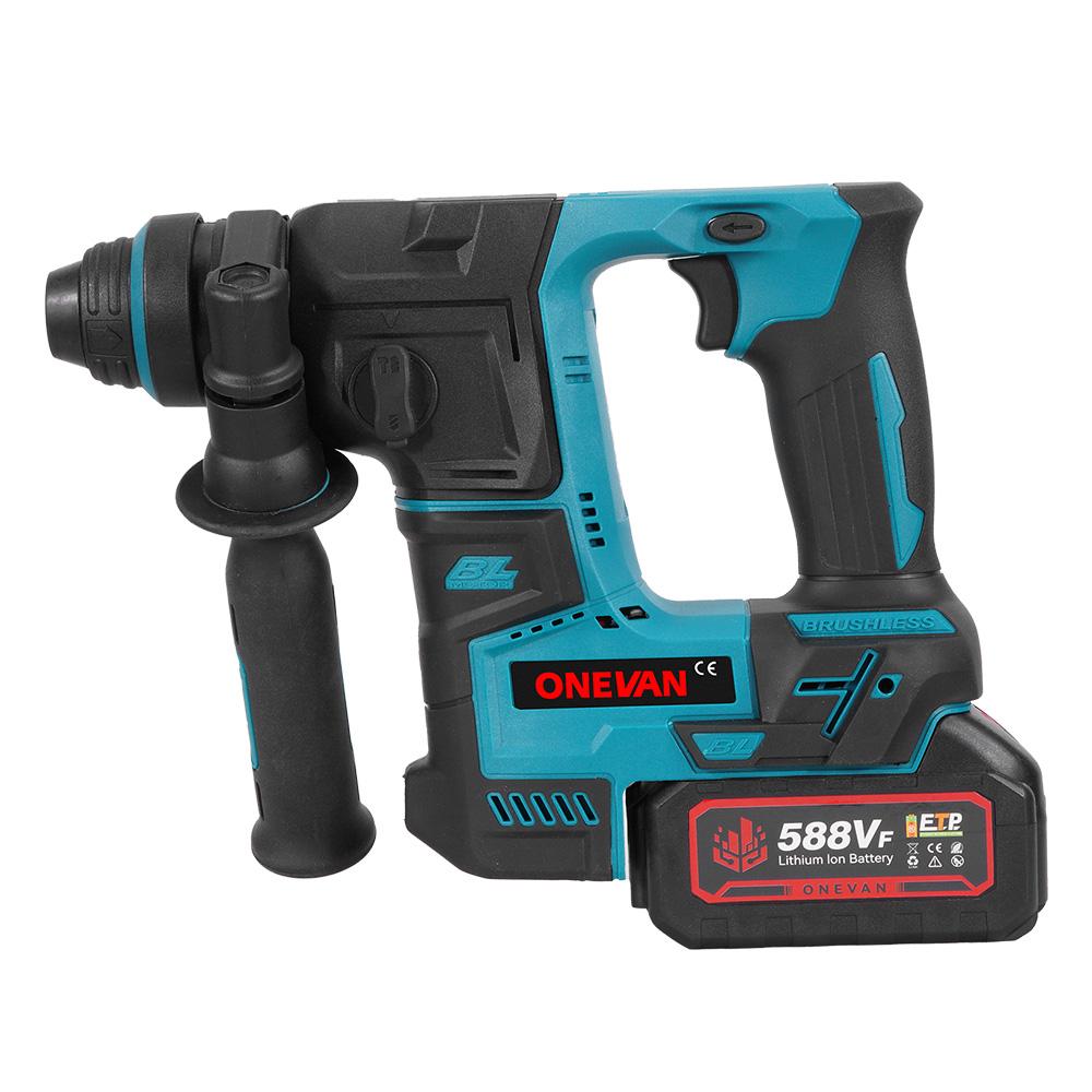 ONEVAN Bürstenloser Elektro-Schlagbohrhammer Tragbar 24MM Multifunktions-Akku-Bohrhammer-Werkzeug Für Makita 18V Akku Stift