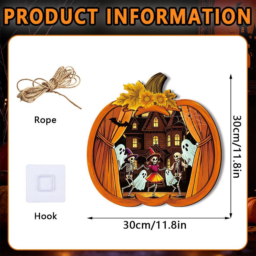 Cartoon Ghost Halloween Pumpkin Light-up Signage Lighted Pumpkin LED Lamp Wall Hanging Plaque Multi-functional Scenery Layout