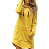 Casual Women Autumn Winter Long Sleeve Pocket Drawstring Loose Hoodie Mini Dress