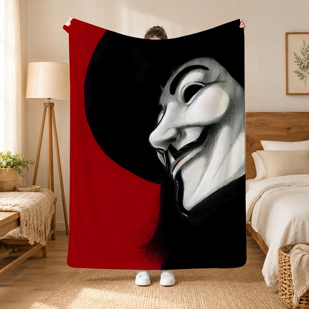 V for Vendetta Movie Throw 240g Flannel Blanket, Suitable for Sofas, Beds, Offices, Exquisite Gift Blankets
