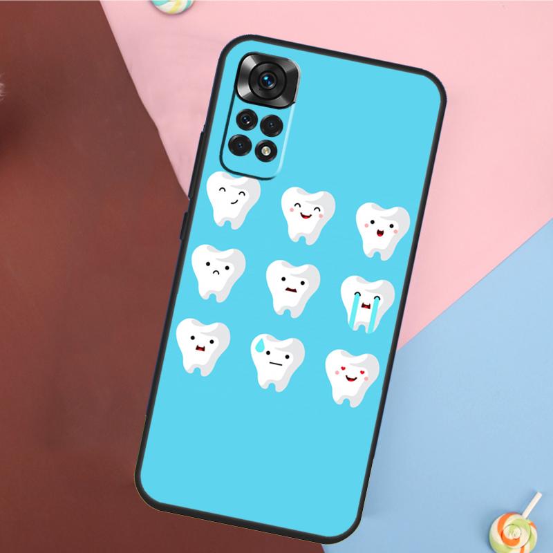 Cartoon Dentist Dental Crowned Teeth Cover For Xiaomi Redmi Note 13 Pro 14 12 11 9 10 9S 10S 11S 12S Redmi 14C 10C 12C 13C Case
