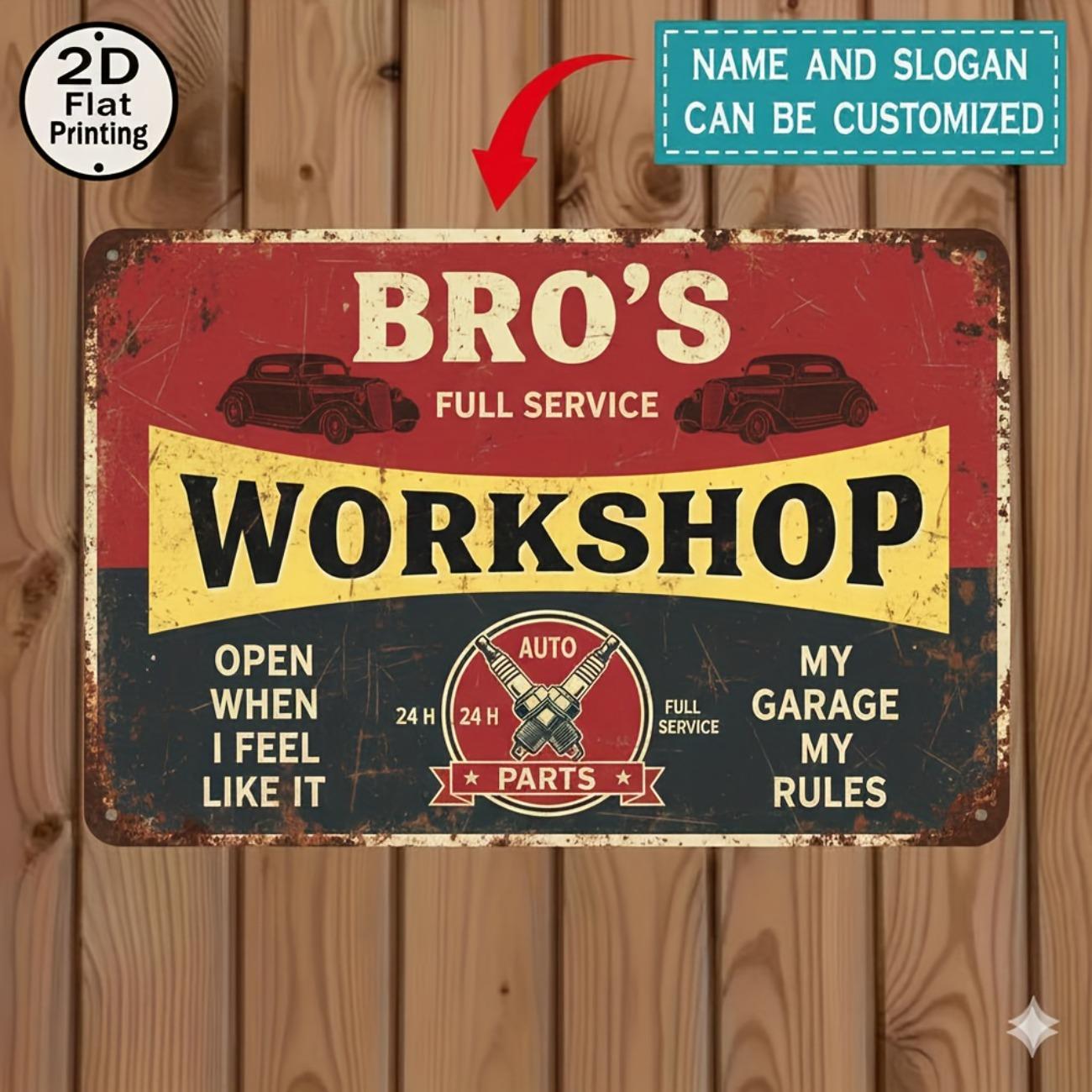 Custom Metal Tin Sign Garage Decor Wall Art Personalized Logo Name Waterproof белый