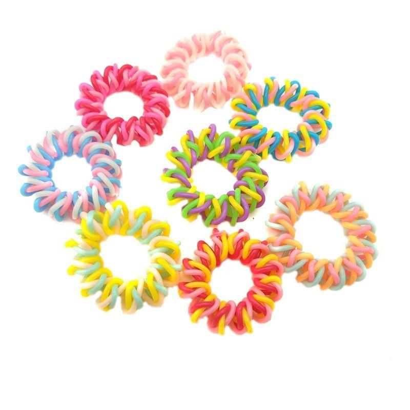 5pcs Braided Cord Phone Wires Hair Hair Accessories Women Rubber Bands Girl Rubber Donut Ponytail Haircut Gum(Random Color)