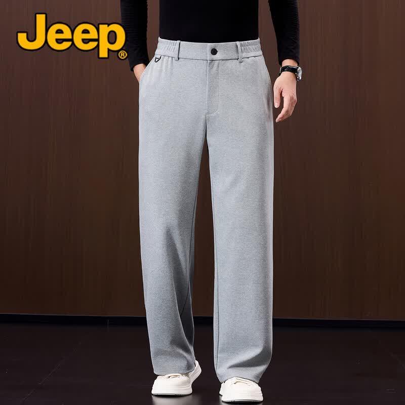 JEEP Men's Cotton Blend Loose Fit Straight Leg Casual Trousers