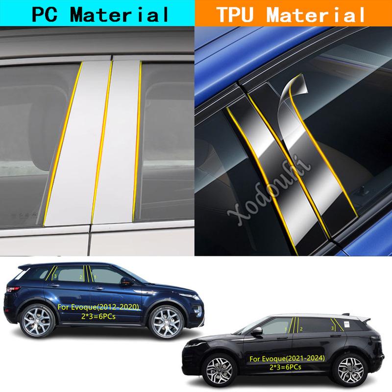 Car TPU/Glossy Mirror Pillar Post Cover For Land Rover Range Rover Evoque 2012-2024 Door Trim Window Molding Sticker Accessories