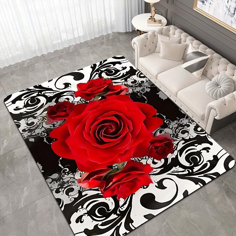 1 piece/8mm thickness JIT rose pattern bathroom rug, kitchen mat, living room rug, bedroom rug, indoor doorway mat, machine washable, entrance door