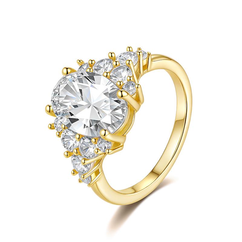 Oval Moissanite S925 Sterling Silver Ring with Micro-set Diamonds - Elegant European Design. Size 5