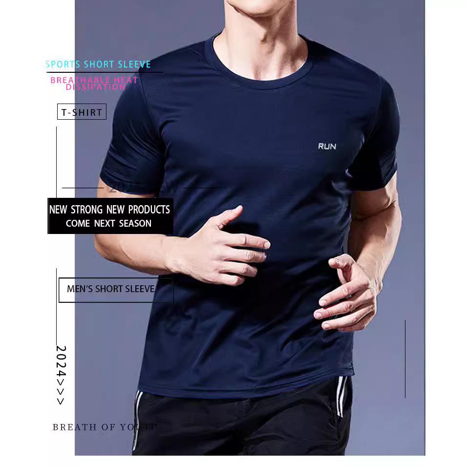 Men's Plus Size Ice Silk Quick-Dry Sports T-Shirt - Breathable Casual Short Sleeve