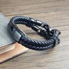 Men's Leather Cuban Chain Style Bangle Stainless Steel Braided Magnetic Buckle Punk Bracelet Homme Hand Accessories Jewelry Gift