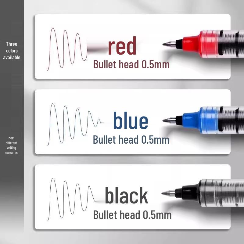 Deli Liquid Ink Quick-Dry Rollerball Pen, Black/Red, Student & Signature Use.