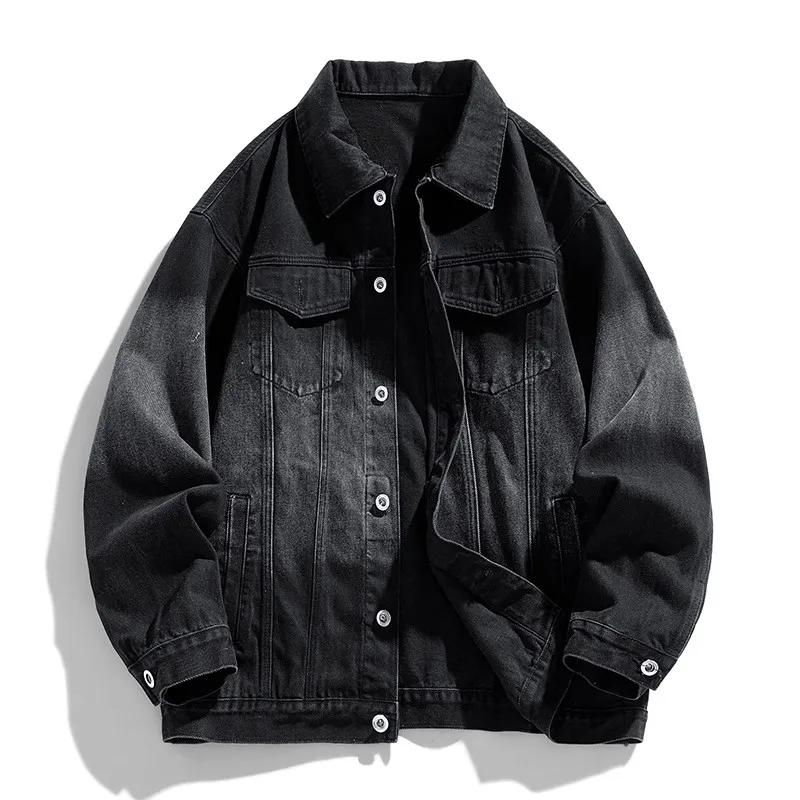 Spring Autumn Men's Denim Jacket Vintage Loose Turn Down Collar Jean Outwear Coat Men Fashion Couple Streetwear Denim Jacket