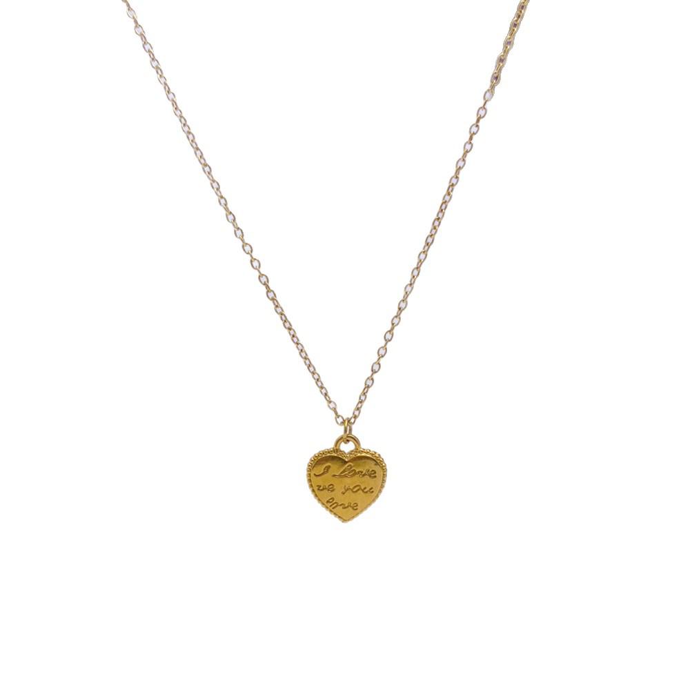 Titanium Steel "I Love You" Heart Pendant Necklace for Women