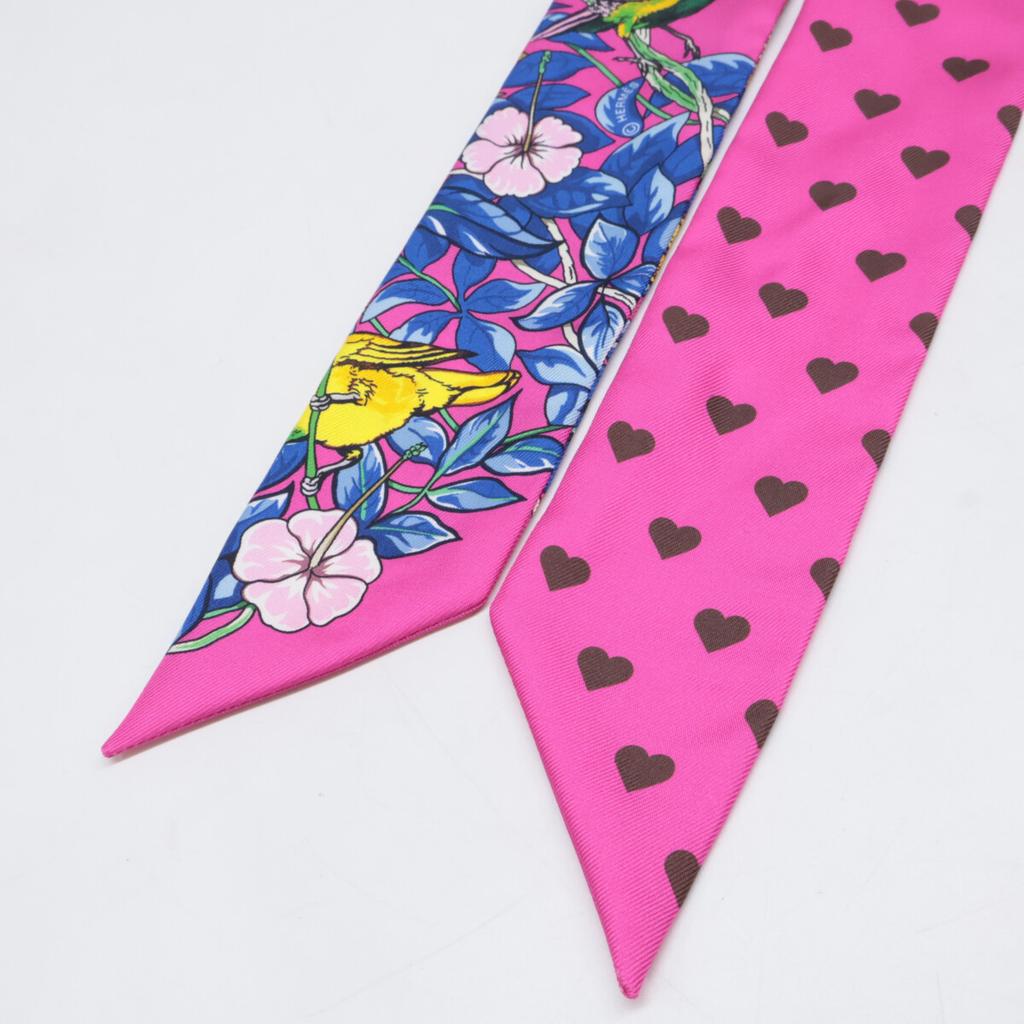 HERMES [Brand New] 063513S 14 JUNGLE LOVE LOVE Jungle Love Love Silk Twilly scarf ROSE VIF/BLEU ROYUsed