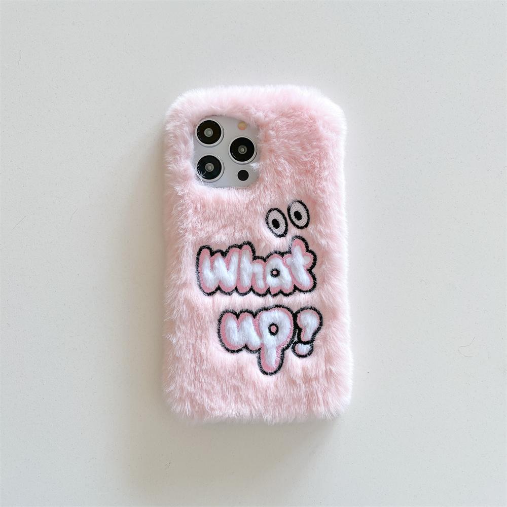 Plush Street Style Cartoon Eye Fashion Soft Phone Case for iPhone 17 Pro Max 16 15 14 13 Pro Cute Girly Fuzzy Protective Cover