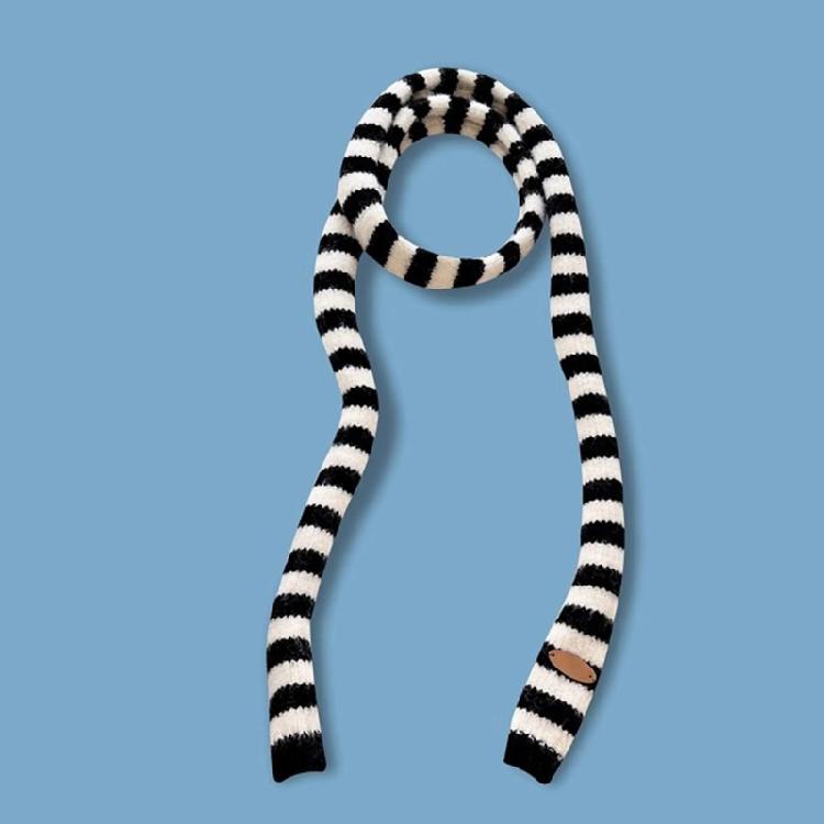 Knit Long Choker Striped Scarf for Women Harajuku Style for Jeans or Dresses