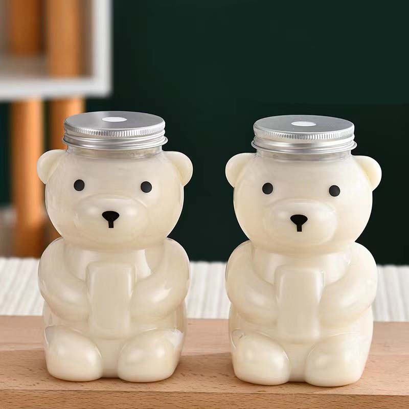 1-10PCS 500ml Violent Bear Milk Tea Bottle Disposable PET Transparent Juice Bottle Cartoon Bear Portable Juice Yogurt Bottle