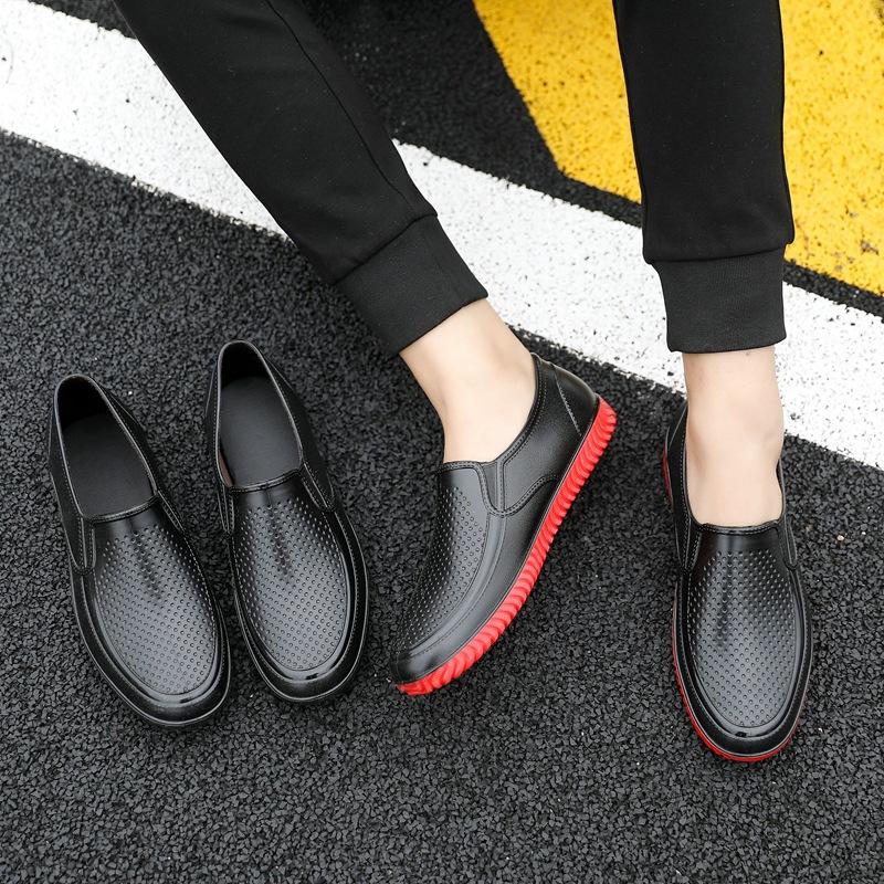 Fashion Rain Shoes Men's Low-top Summer Waterproof Shoes Rain Boots Short Barrel Anti-slip Kitchen Rubber Shoes Car Wash Water Shoes