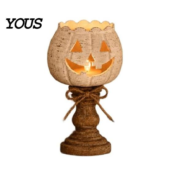 Indoor Fall Mantel Decor Rustic White Pumpkin Tealight Candle Holder Set, Farmhouse Halloween Tea Light Decorative Lanterns for Autumn Holders Decor,
