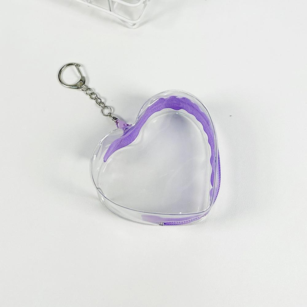 

Cute Colorful Heart Figure Carrier Bag Keychain Zipper Closure Kawaii Display Pouch PVC Lightweight Toy Outing Bag Collection фіолетовий