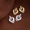 Retro French Court Style Geometric Shape Diamond Stud Earrings Niche Design Sense Light Luxury Earrings Women