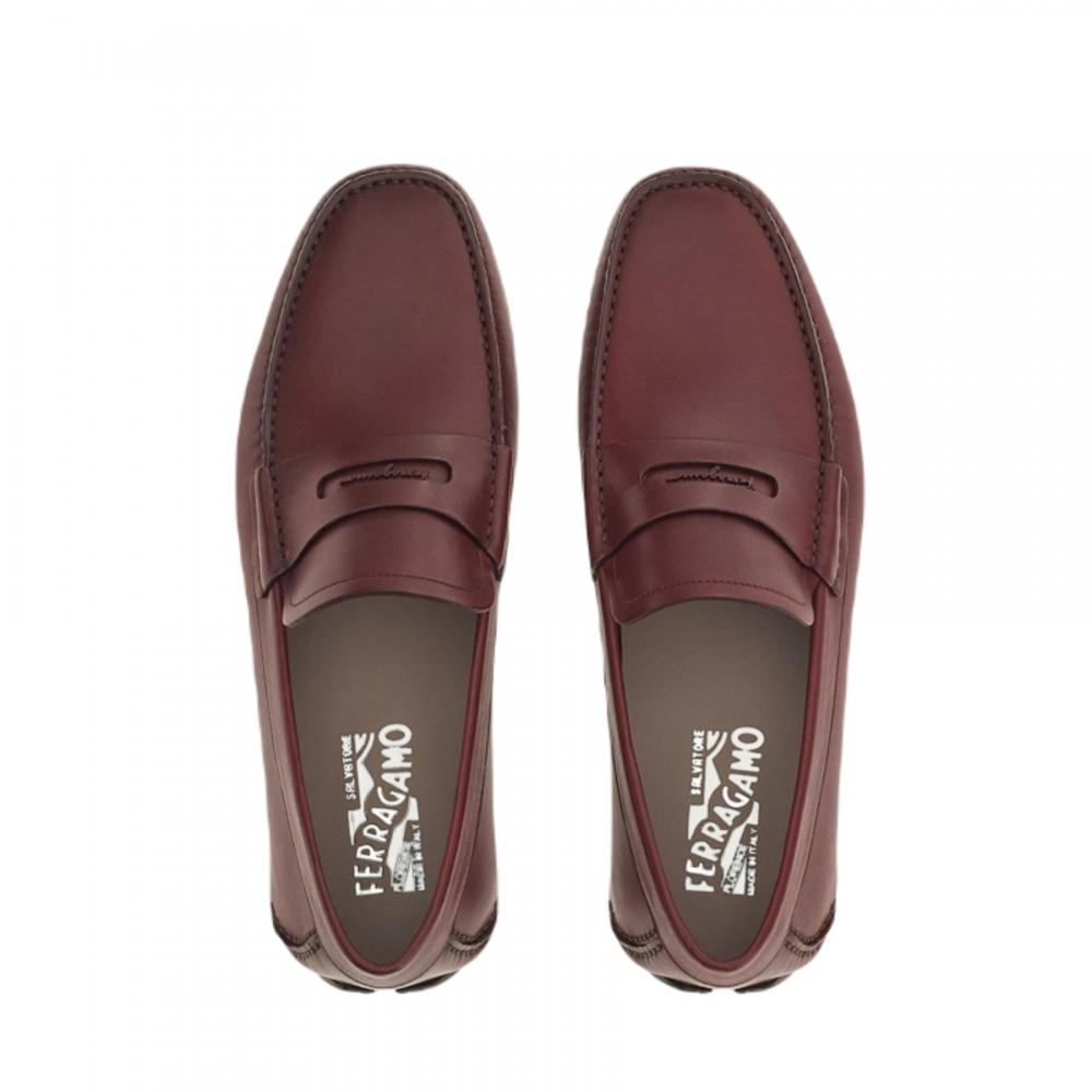 Salvatore Ferragamo Ferragamo Newton Mocassins de Condução Masculinos Vermelho Vermelho