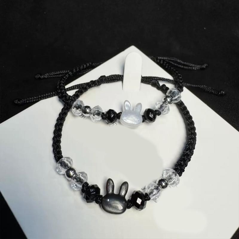 Braided Bracelet Rabbit Bracelet Charm Bracelet Handwoven Cord Bracelet Present for Youthful Trendsetters and Art Lovers