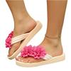 Women's Summer Double Flower Comfortable Lightweight Platform Flip Flop Beach Wedge Sandals Slip On Casual Slippers for Outdoor Use