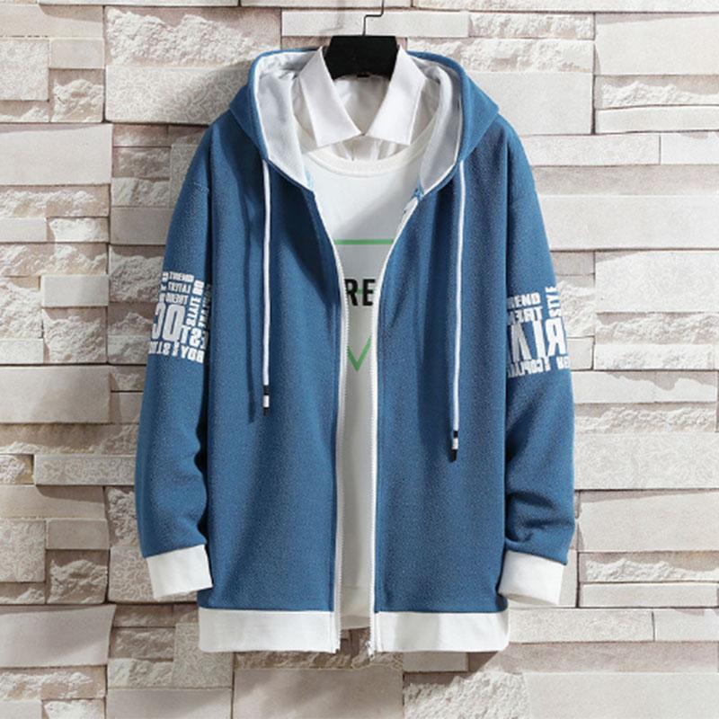 Spring and Autumn Trend Hooded Cardigan Sports Top Trousers Youth Leisure Sports Sweater Student Solid Color Fashion Suit Male