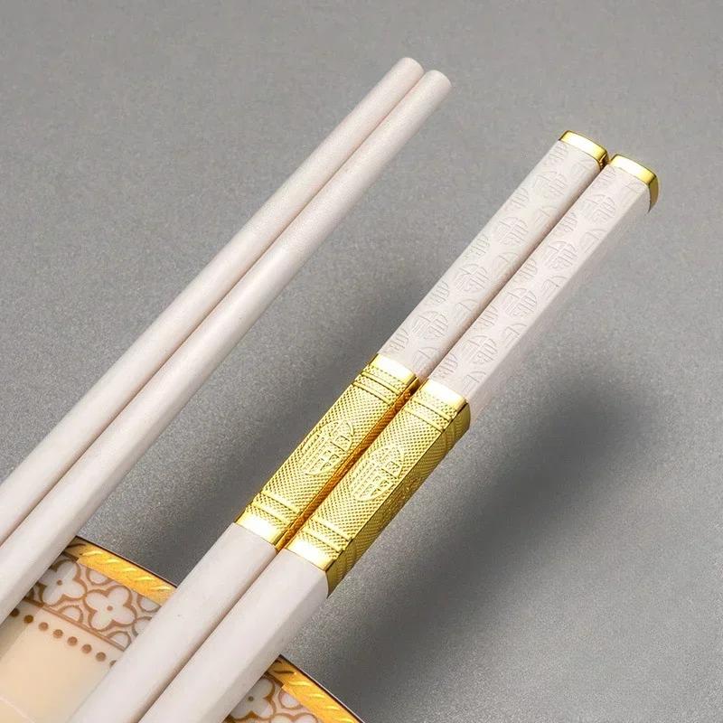 1 Pair Sushi Chopsticks Square Food Black Gold Chopsitcks  Reusable Japanese Cutlery Resuable Chinese Chopstick Alloy Tableware